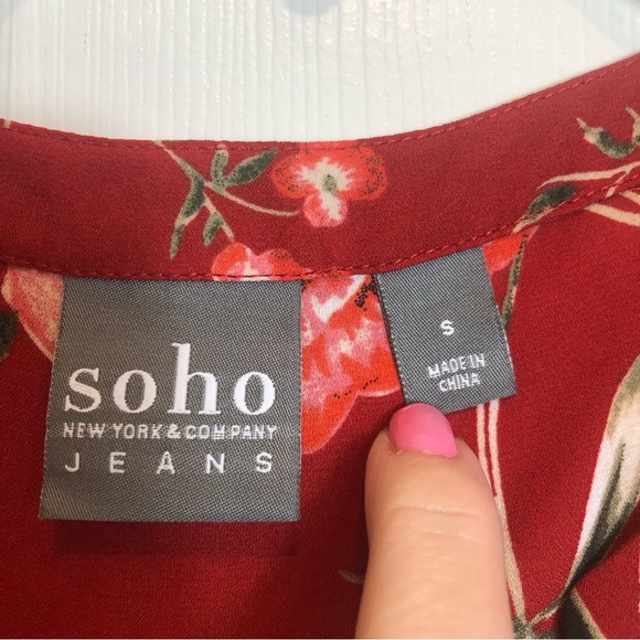 Soho Jeans Long Sleeve Button Down Tie Front Blouse Size S - Picture 8 of 8